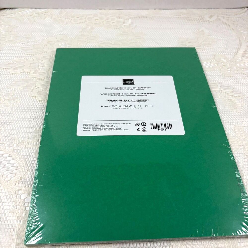 Stampin Up CALL ME CLOVER Cardstock 8.5X11-Green,Retired, 24 Sheets SEALED & New